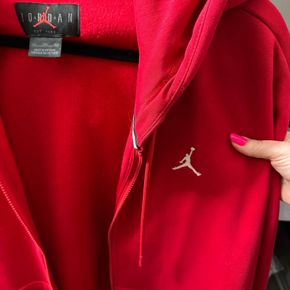 Jordan Men’s Fleece Red Hoodie with Logo